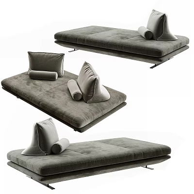 Shower Sauna Rest Beds With Gray Upholstery Soft Cushions And Rolled Pillows 3d model