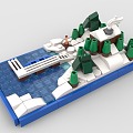 LEGO Toy Scene Winter Snow Chalet River Pier Glacier Winter 3d model