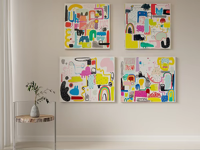 Decorative Painting Cartoon Hanging Painting Graffiti 3d model