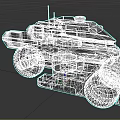 Futuristic Military Armored Vehicle With Heavy Armor Large Wheels Roof Equipment And Number 8