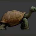 Green Turtle With Brown Carapace 3D Sculpture Figure Standing On Dark Surface