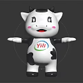 Cute Black And White Cartoon Cow Decorative Figure For Home Furniture With Yili Logo