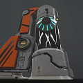 Futuristic Sci Fi Mechanical Device With Orange Gray Components And Blue Illuminated Ring 3d model
