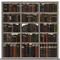 Vintage Books Collection on Wooden Bookshelf with Various Colors and Classic Bindings