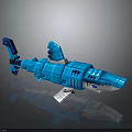 Blue Mechanical Shark Character Constructed With Building Blocks And Unique Design Details