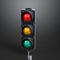 3D Traffic Light Design With Red Yellow Green Signals And Black Background