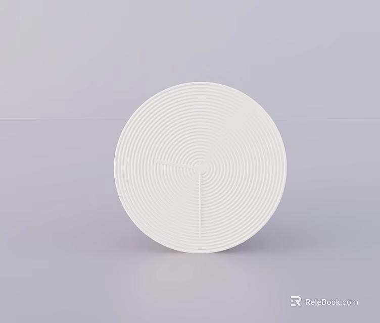 Minimalist White Circular Clock With Concentric Circle Patterns For Home Decor 3d model 
