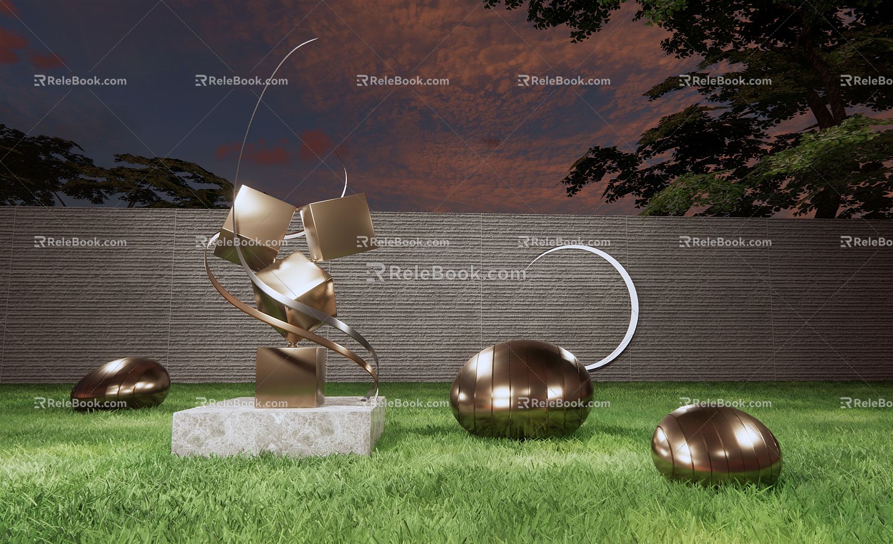 Modern City Sculpture Landscape Sculpture Sculpture Park Sculpture 3d model