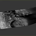 Detailed 3D Topographic Terrain Model With Rugged Mountainous Features And Curved Surface