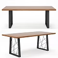 Modern Wooden Dining Table With Gray Chairs And Black Metal Frame