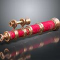 Astronomical Telescope With Copper Body Red Accents And Reflective Surface