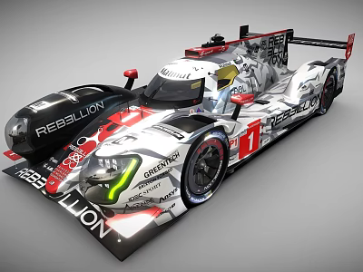Rebellion Number 1 Prototype Race Car With Aerodynamic Body And Sponsor Livery 3d model