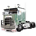 Green Heavy Duty Semi Truck With Front Grille Long Cab And Multi Wheel Design
