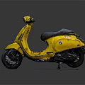 Yellow Classic Motorcycle Scooter Featuring Black Seat And Retro Styling