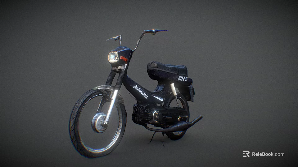 Vintage Black Moped With Silver Wheels And Classic Design Details 3d model 