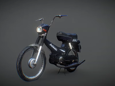 Vintage Black Moped With Silver Wheels And Classic Design Details 3d model