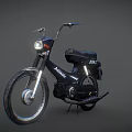 Vintage Black Moped With Silver Wheels And Classic Design Details
