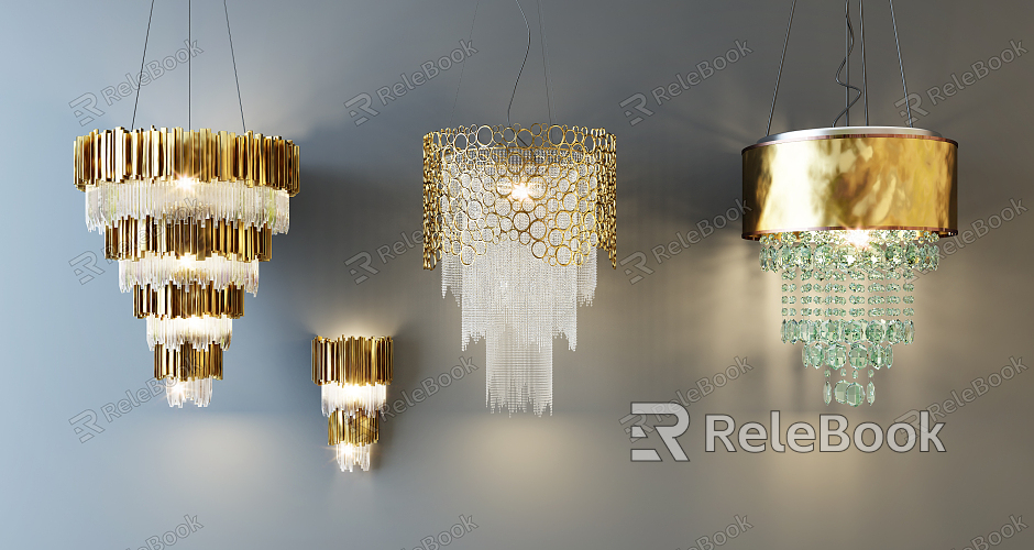 Post-modern lamp combination stylish simple metal chandelier combination model