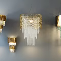Post-modern lamp combination stylish simple metal chandelier combination 3d model