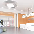 Modern Fitness Studio Interior With Reception And Decor 3d model