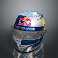 Weapon Helmet Red Bull Gives You Wings Silver Blue Metallic Reflective Design