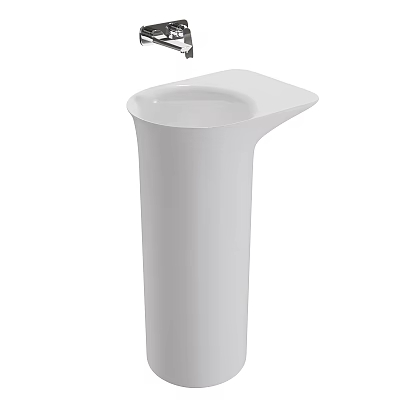 Modern White Pedestal Washbasin With Sleek Design For Bathroom Interior 3d model