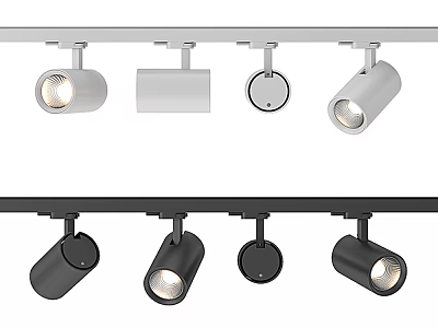 Modern Track Mounted Downlights And Spotlights In White And Black For Indoor Lighting 3d model