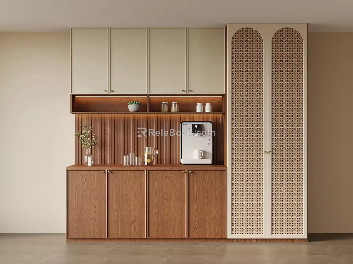 Middle Style Wine Cabinet Sideboard 3d model