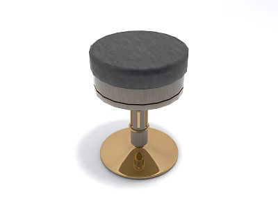 Modern Round Leisure Chair With Gray Padded Seat And Golden Metal Base 3d model