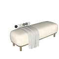 Beige Sofa Bench With Gray Blanket And Circular Decor On Metal Legs 3d model