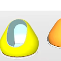 Egg Shaped Yellow And Orange Security Booths With Green Interior Design