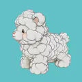 Cute White Fluffy Puppy Landscape Sculpture On Light Blue Background