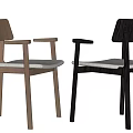 Modern Leisure Chair With Wooden Frame White Cushioned Seat In Light And Dark Wood Colors