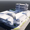Modern Multi Story Office Building With Glass Curtain Wall And Rooftop Garden