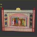 Ornate Open Design Stage Model With Pink Curtains Miniature Figurines And Decorative Details