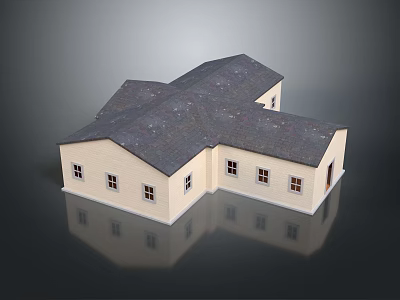 Residential House Design With Multiple Gabled Roofs Light Colored Exterior And Windows 3d model