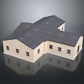Residential House Design With Multiple Gabled Roofs Light Colored Exterior And Windows