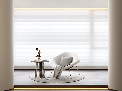 Stylish Leisure Sofa Set With White Cushion And Round Side Table In Bright Living Interior 3d model