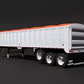 White Heavy Duty Cargo Trailer With Orange Top And Multi Wheels 3d model