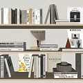 Neatly Arranged Books and Magazines on Modern Bookshelf with Framed Pictures Small Tins and Decorative Items