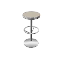 Modern Bar Stool With Round Orange Seat And Silver Metal Frame Footrest