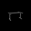 Black Modern Dining Table with Height Adjustable Metal Frame and Sleek Surface 3d model