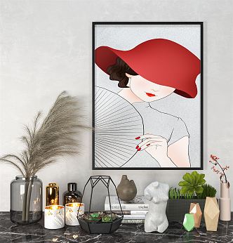 modern figure painting decorative painting 3d model