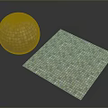 Spherical and Square Mosaic Sculpture Panel with Brown Beige Tiles Design