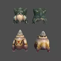 Various Fantasy Creature Character Designs With Rock Like Tops And Eye Features 3d model