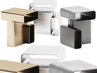 Sleek Modern Side Tables Featuring Gold Silver Black Metallic Geometric Minimalist Design 3d model