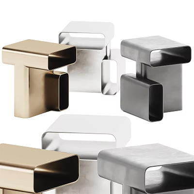 Sleek Modern Side Tables Featuring Gold Silver Black Metallic Geometric Minimalist Design 3d model