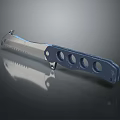 Durable Utility Knife With Serrated Blade And Blue Handle Featuring Circular Holes