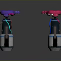 Colorful Mechanical Device Components With Purple Pink Knobs Colored Wires And Metal Bases