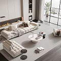 Modern sofa coffee table combination home 3d model